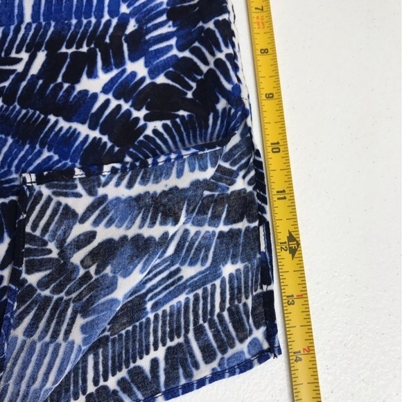 Zozo Geometric Print Caftan Style Boxy Ruana Boho Blue Top Women's Size S/M - Picture 6 of 9